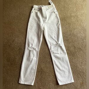 Abercrombie and Fitch white ‘90s straight ultra high rise jeans